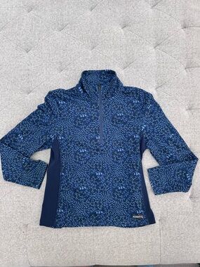 Like new KERRITS Quarter Zip Stretch Fleece Tech Top SIZE SMALL BLUE BITS
